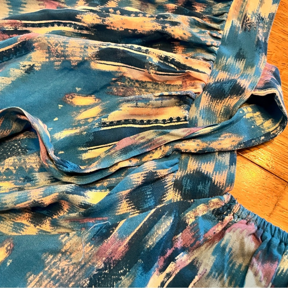 NWT Savanna Jane Turquoise Aztec Southwest Blouse 2X NEW Unique Tie In Back - Picture 13 of 16